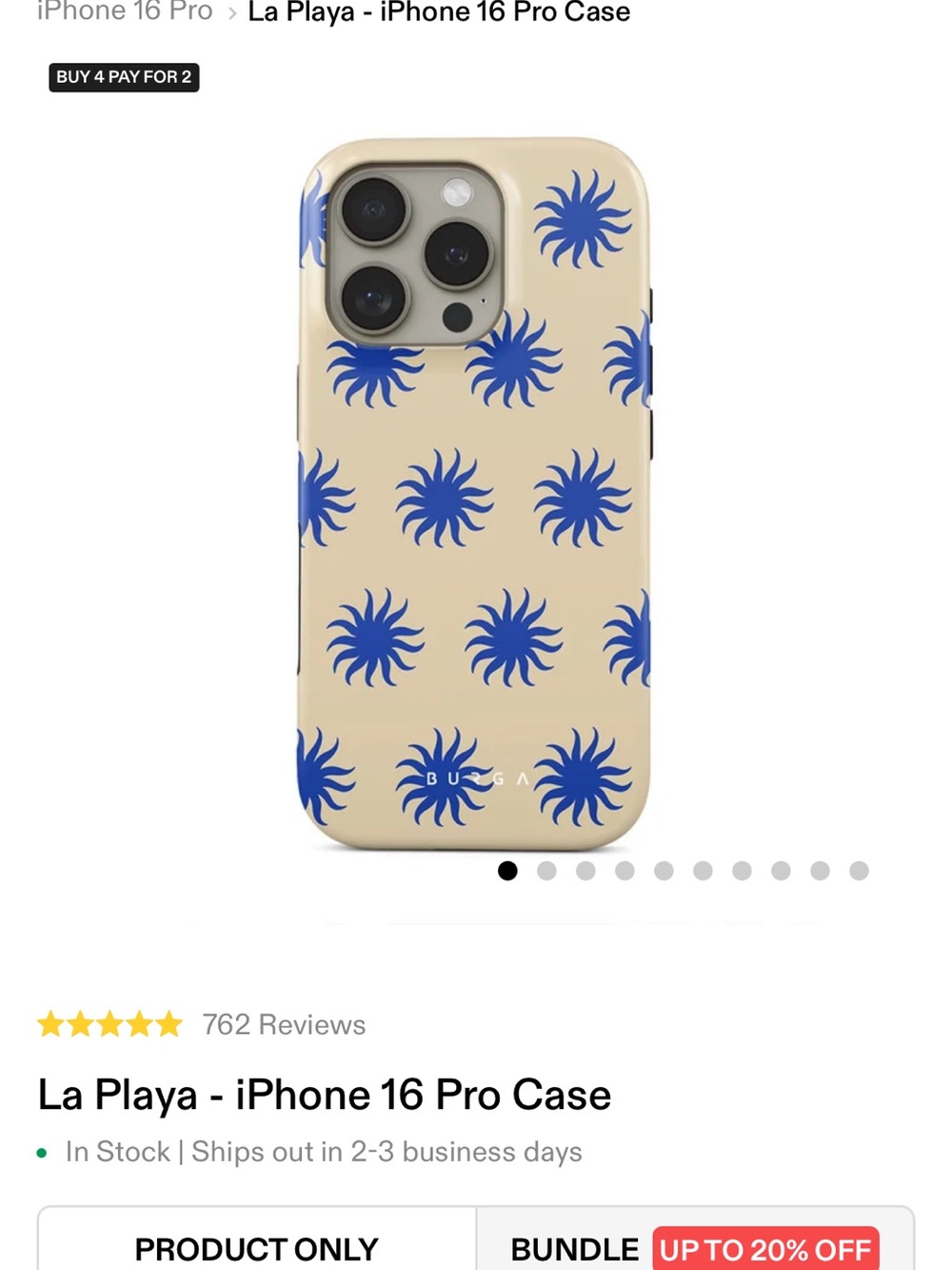 La Playa iPhone 16 Pro Case — Beige with Blue Sun Motif